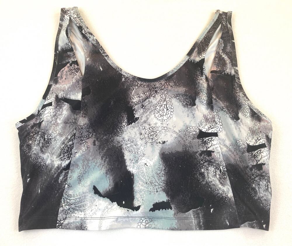 Nine West Active Wear Stretch Top Midriff Black Multi NWT 3X